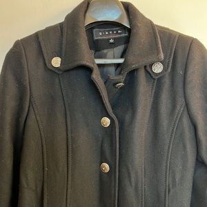 EUC Giacca Gallery Black Wool Blend Belted Trench Coat size M